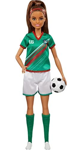 Barbie Careers Fashion Doll & Accessory, Soccer Player with Brunette Ponytail, #16 Uniform, Tall Socks, Cleats & Soccer Ball - Image 1