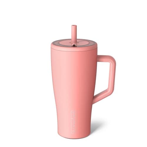 BrüMate Era 30 oz Tumbler with Handle and Straw | 100% Leakproof Insulated Water Bottle Tumbler with Lid and Flexible SoftSip Straw | Made of Stainless Steel | Cup Holder Friendly | 30oz (Guava) - Image 1