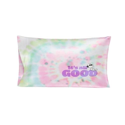 Peanuts Snoopy Tie Dye Beauty Silky Satin Standard Pillowcase Cover 20x30 for Hair and Skin, (Official Licensed Product) by Franco Collectibles - Image 1