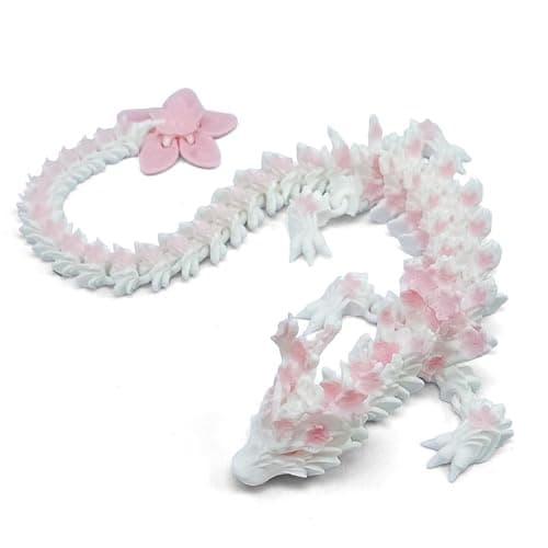 SGYYSG 3D Printed Cherry Blossom Crystal Dragon, 12 Inch Articulated & Magical Movable Dragon Model - Perfect for Display, Collection, and Unique Gift (Pink White) - Image 1