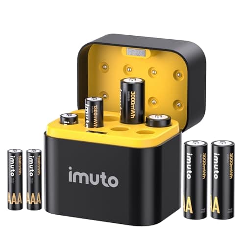 imuto Rechargeable 4 AAA and 4 AA Batteries Lithium with Charger,8 Pack 1.5 V Triple A Double A Batteries Rechargeable, Long Lasting Lithium Battery with Integrated Charging Storage Box(4AAA+4AA) - Image 1
