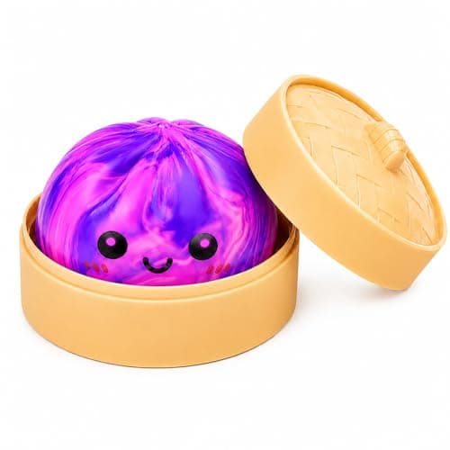 Marble Pink Dumpling Squishies, Colorful Squishies Dumplings, Cute Bao Squi-shys with Steamer Box, Surprise Dumpling Stress Ball, Soft Fidget Sensory Squeeze Desk Toy Gift - Image 1