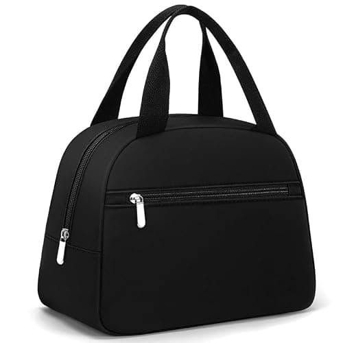 Lunch Bag for Women - Small Insulated Lunch Box, Cute Reusable Tote Bag for Work, Daily Commute and Outdoor Picnic-Black - Image 1