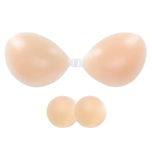 HILRITORI Sticky Bra Push Up Adhesive Bras Invisible Silicone Strapless Bra for Women with Nipple Covers - Image 1