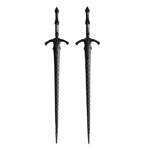 LANGHONG 2PCS Retro Viking Hair Sticks – Black Gothic Metal Sword Hair Pins for Women, Perfect for Renaissance Festivals, Halloween, Thick Hair & Updos (RLAL) - Image 1