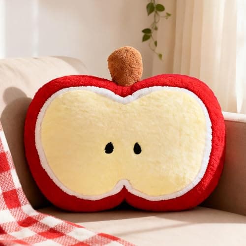 LANPU Cute Apple Slice Plush Pillow – Soft Stuffed Fruit Cushion for Couch, Sofa, or Bed, Adorable Decorative Throw Pillow for Living Room & Home Decor - Image 1