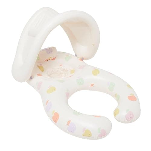 Sunnylife Float Together Baby Seat with Canopy | Inflatable Infant Pool Float, Soft Leg Cradles & Headrest | Non-Toxic Phthalate-Free PVC | Fits 24–33 lbs | Apple Sorbet - Image 1
