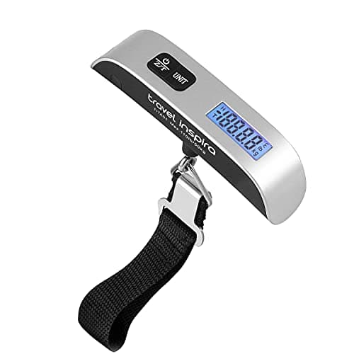 travel inspira Luggage Scale, Portable Digital Hanging Baggage Scale for Travel, Suitcase Weight Scale with Rubber Paint, 110 Pounds, Battery Included - Silver - Image 1