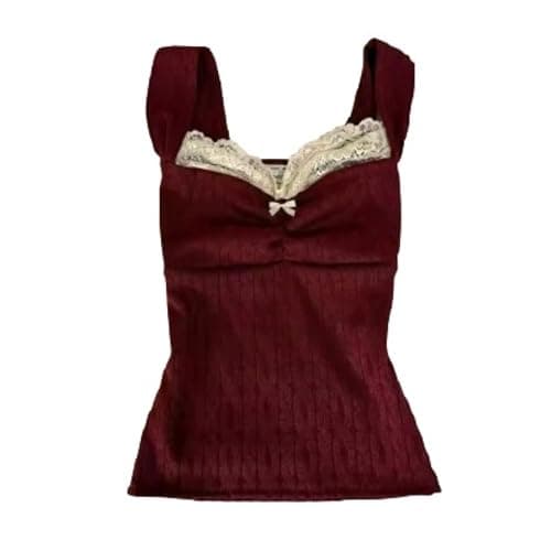 Floral Graphic Crop Tops Women Spaghetti Strap Tank Top Y2k Coquette Bow Tie Camisole Vintage Grunge Streetwear - Image 1