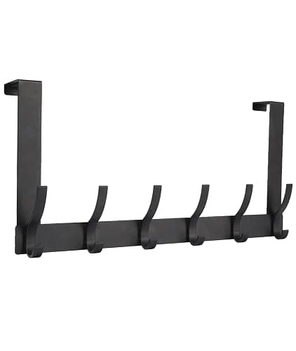 Optish Over The Door Hooks, Door Hanger Hooks for Hanging, Towel Racks for Bathroom with 12 Coat Hook, Coat Rack College Dorm Essentials Bathroom Accessories(1 Pack, Black) - Image 1