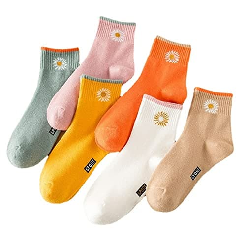 SENCODA 6/12 Pairs Womens Daisy Socks Vintage Patterned Crew Novelty Ankle Cute Floral Casual Dress Socks - Image 1