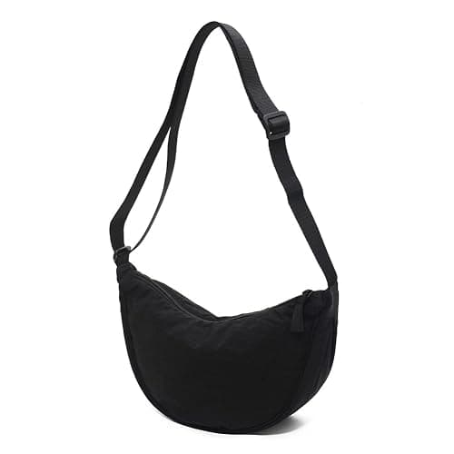 TIAASTAP Damen Halbmond Crossbody Schultertasche, Hobo Casual Crossbody Bag, Einfarbige Tragbare Halbmond-Tasche Umhängetasche mit verstellbarer Schultergurt - A-schwarz - Image 1