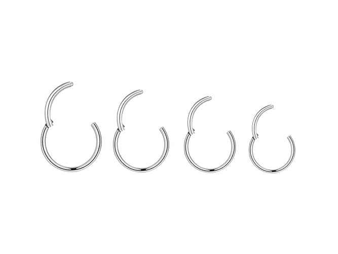 4Pairs/Pcs 18G Surgical Steel Hinged Clicker Segment Nose Rings Hoop Helix Cartilage Daith Tragus Sleeper Earrings Body Piercing for Women Men 6mm 8mm 10mm 12mm - Image 1
