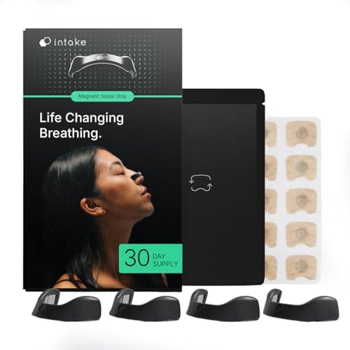 Intake Breathing — Magnetic Nasal Strips Starter Kit | Reusable Band + Tabs | Nasal Strips for Sleep, Snoring, Breathing & Sports | Stronger Lift Than Traditional Nose Strips | 4 Sizes, 30 Tabs, Black - Image 1