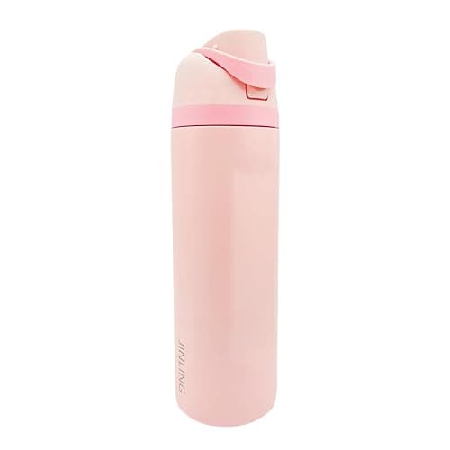 24oz Insulated Stainless Steel Water Bottle with Straw for Sports and Travel, BPA-Free Sports Water Bottle (Light Pink) - Image 1