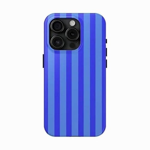 SUMALAY Striped Pattern Phone Case, Shockproof Protective Cover for iPhone 15 Pro max case, Navy Blue Plastic Dual Layer Shockproof Protective Design - Image 1