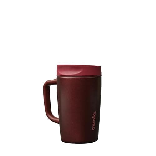 Owala SmoothSip Slider Stainless Steel Insulated Travel Mug with handle, 100% Leak Proof, For Hot and Cold Drinks, Travel Friendly with Sliding Lock Lid, 12oz, BPA Free, Leak Proof, Black Cherry - Image 1