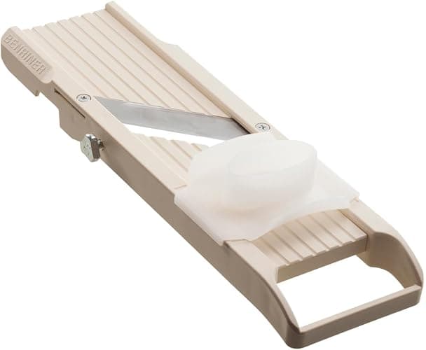 Benriner Mandoline Slicer with 4 Blades, Japanese Stainless Steel, BPA Free, 12.75 x 3.625-Inches, Beige - Image 1