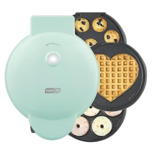 Dash MultiMaker® Treat Maker System - Make Mini Donuts, Cupcakes & Heart-Shaped Waffles - Interchangeable Plate Design - dishwasher safe Parts for Easy Cleanup - Aqua - Image 1