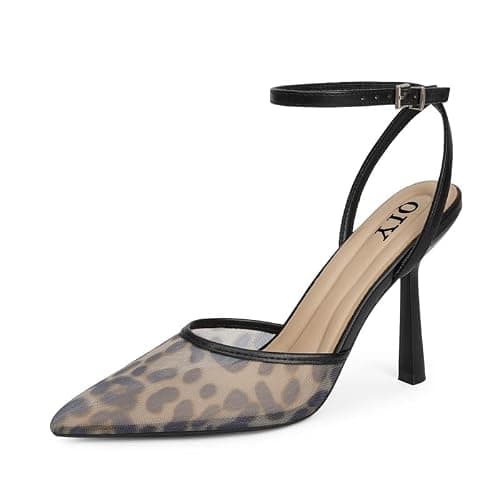 QIY Closed Toe Ankle Strap Heels Women Pumps Pointed Toe Heeled Sandals for Women Stiletto Wedding Dress Shoes - Image 1