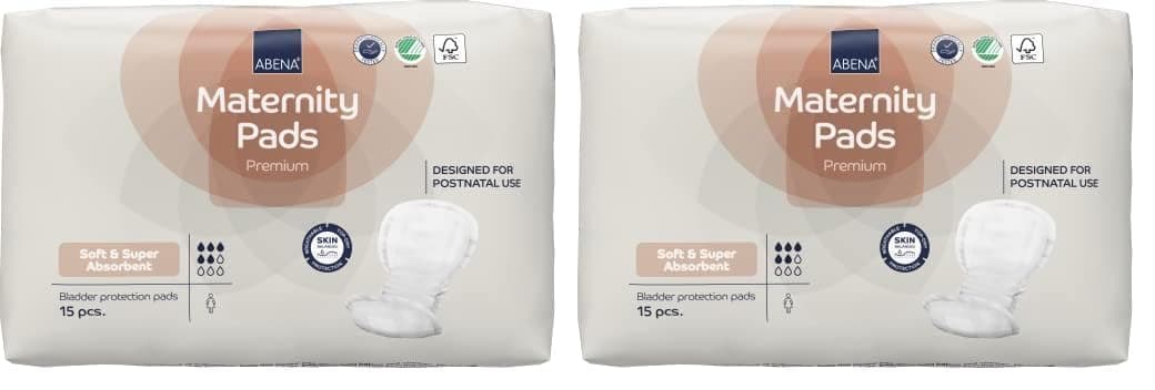 ABENA Premium Maternity Pads, Postpartum Essentials, Eco-Labelled Maternity Pads After Birth, Extra Protection, Breathable and Skin Friendly Incontinence Pads Women, Sustainable Maternity Pads - 15PK - 15 count (Pack of 2) - Image 1