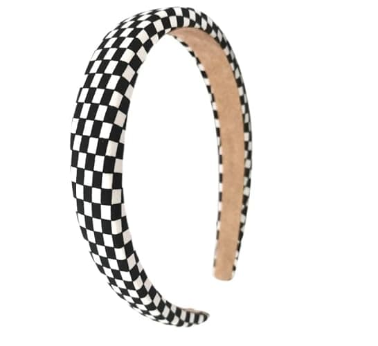 Duehut Checkered Headband. Plaid Hair Accessories for Women. Black and White Check Headband for Women and Girls. Christmas Party Hair Accessories. - Image 1
