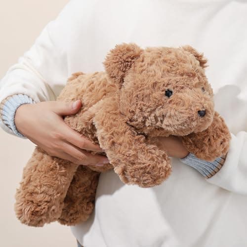 Weighted Teddy Bear Stuffed Anima 50CM 0.9KG, Sturdy and Fluffy Brown Bear Plush Toy for Kids Cuddle, Cute Plushy Hugging Pillowfort for Kids Adults (50x20x14CM) - Image 1
