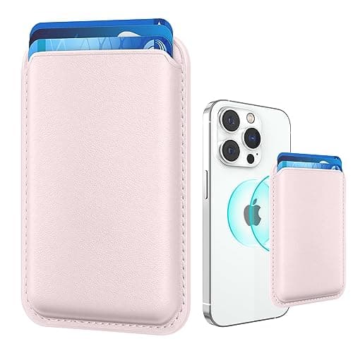Amzone Stronger Magnetic Wallet Cell Phone Card Holder for iPhone 15 Series, RFID Leather Phone Wallet Stick on Series of iPhone 14/13/12 Pro/Promax and Devices, Black - Image 1
