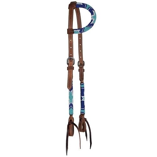 Schneiders Double S Beaded One Ear Headstall | Exquisite Horse Tack | Stylish Beaded Design | Premium 5/8" Harness Leather | Adjustable Rolled Ear Design - Image 1