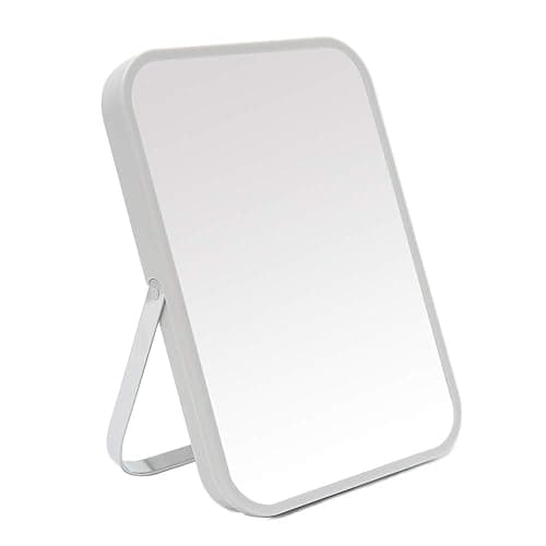 YEAKE Table Desk Vanity Makeup Mirror,8-Inch Portable Folding Mirror with Metal Stand 90°Adjustable Rotation Tavel Make Up Mirror Hanging Bathroom for Shower Shaving(Gray) - Image 1