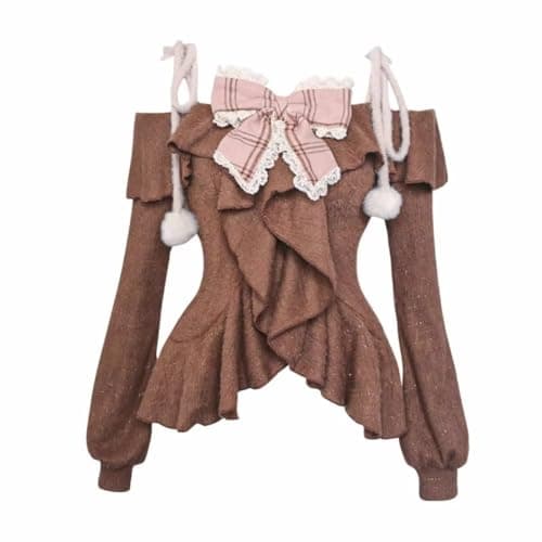 Xojbzoo Women's Y2K Kawaii 2-Piece Set - Long Sleeve Bow Top & Mini Skirt Retro Emo Aesthetic Separable Outfit - Image 1