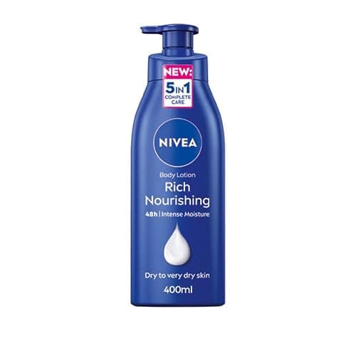 NIVEA Rich Nourishing Body Lotion (400ml), Rich 72H Hydration NIVEA Moisturiser for Dry Skin Made with Deep Moisture Serum and Almond Oil, Intensive Hydration NIVEA Body Lotion, Pack of 1 - Single - Image 1