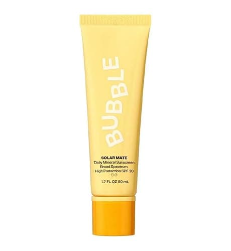 Bubble Skincare Solar Mate Mineral Face Sunscreen Broad Spectrum SPF 40 - Zinc Oxide Sunscreen with Blue Light Protection & Ginseng Extract - Sheer, Lightweight Coverage With No White Cast (50ml) - Image 1