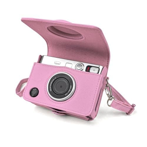 Rieibi Mini EVO Case - Vintage PU Leather Protective Case for Fuji Instax Mini EVO Instant Camera - Removable bag with Adjustable Shoulder Strap Battery Charging Port - Pink - Image 1