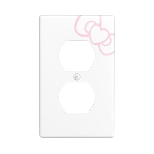 Light Switch Cover, Kawaii Room Decor, Duplex Outlet Covers White Wall Plate, Bedroom Decorative, for Fans Girls Kids Birthday Easter Gifts, Pink Cute Bow - Image 1
