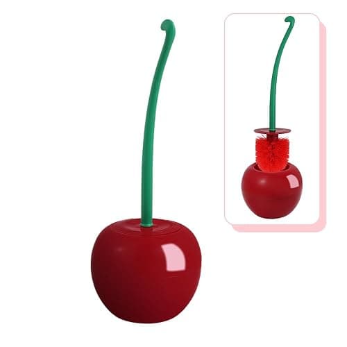Cherry Toilet Brush, Cute Toilet Bowl Cleaners Brush and Holder Set, Unique Fruit Bathroom Decor Supplies and Fun Bathroom Accessories. - Image 1