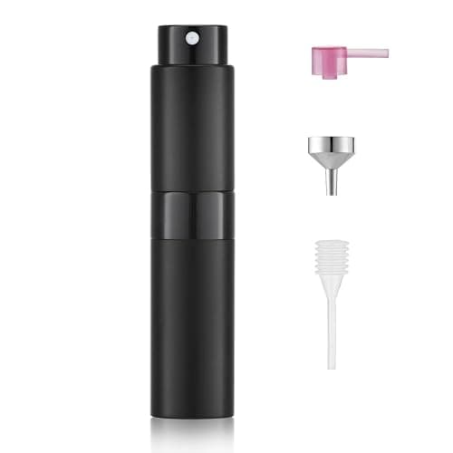 Toureal Travel Perfume Atomiser Refillable, 8ml Atomiser Spray Bottle,Black | Empty aftershave dispener, twist up cologne decanter, for fragrance,mini pocket size, portable, leak-proof, for men & women - Image 1