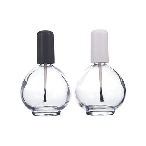 lasenersm 2 Pieces Large Capacity 75ml (2.5oz) Empty Nail Polish Bottles with Brush Spherical Clear Glass Nail Polish Bottles Refillable Nail Polish Glass Bottles Containers for DIY Nail Art - Image 1