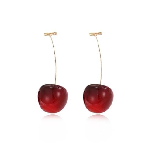 Cherry Earrings for Women Fun Fruit Drop Dangle Earrings Cute 3D Red Jewelry Unique Fruit Charm Jewelry for Women - Image 1