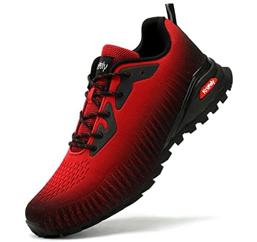 ikunka Men's Fashion Sneakers Lightweight Breathable Walking Shoes Tennis Cross Training Shoe Non Slip Trail Running Shoes - 11.5 - Black/Red - Image 1