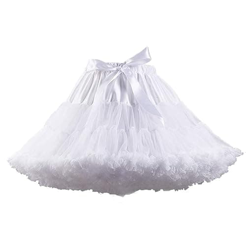 PhilaeEC Damen Petticoat Tüllrock Kurz Tutu Ballett Ballkleid Unterrock Underskirt Crinoline, Frauen Plissee Party Kostüm Skirt, Länge 40cm, Taille 55-95cm - Image 1