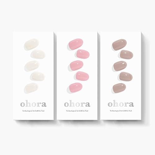 ohora Bundle Set (Daily Trio) - N Cream Cotton, N Pink, N Beige Semi-Cured Gel Nail Strips, Works with Any UV/LED Lamps, Salon-Quality, Long Lasting, Easy to Apply & Remove - Image 1