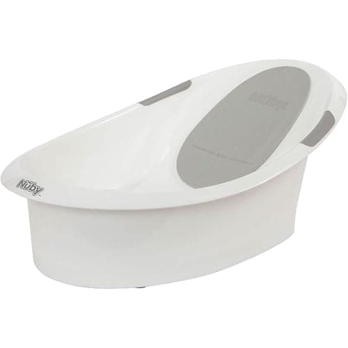 Nuby Newborn Baby Bath with Anti-Slip Support | Soft Headrest | Plug | Suitable from Newborn (White) - Image 1