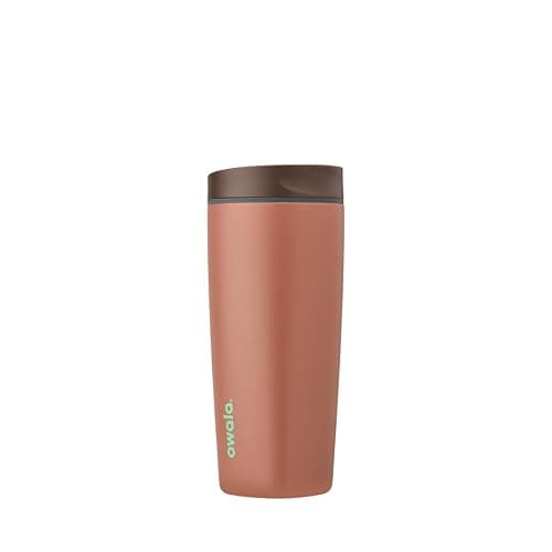 Owala SmoothSip Slider Insulated Stainless Steel Coffee Tumbler, Reusable Iced Coffee Cup, Hot Coffee Travel Mug, BPA Free 20 oz, Cozy Cocoa - Image 1
