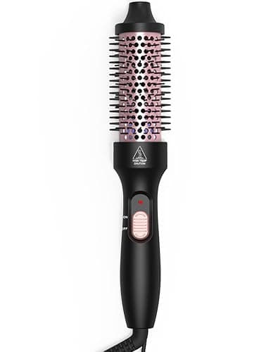 Thermal Brush, 32mm Barrel Hot Hair Brush Heated Round for Women, Heated Curling Iron Create Natural Curls Dual Voltage, UK Plug, Rose Gold - Image 1