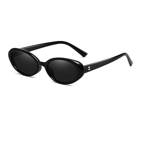 Ridering Retro Oval Sunglasses for Women and Men,Vintage Cat Eye Sunglasses UV Protection for Outdoor Wear - Black - Image 1