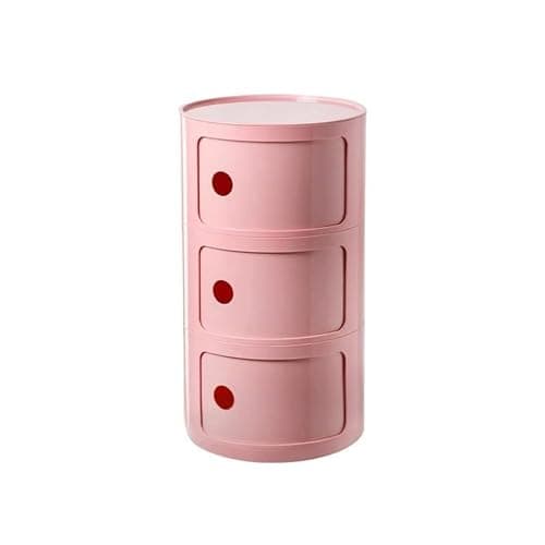 Nordischer Moderner Nachttisch Mit Schubladen Und Schiebetür – Für Schlafzimmer, Runder Nachttisch, 2/3/4-Stufiger Nachttisch Aus Kunststoff, Aufbewahrungseinheit, Truhe,Rosa,3tier - Image 1