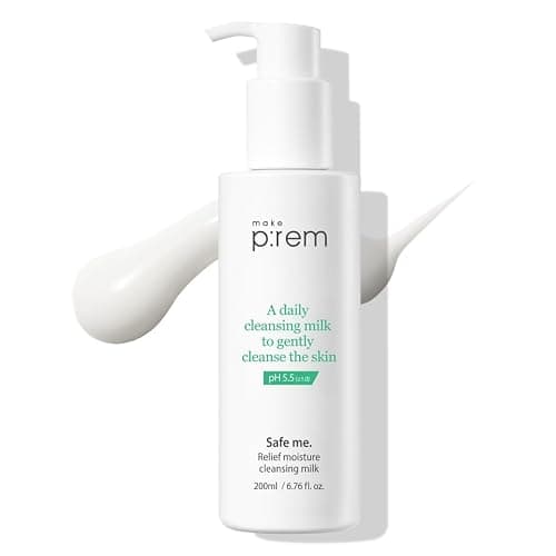 MAKE P:REM Safe Me. Relief Moisture Cleansing Milk, Hydrating Gentle Milk Cleanser for Sensitive Skin with Soy Protein, Korean Face Wash, 6.76 fl.oz. (200ml) - Image 1