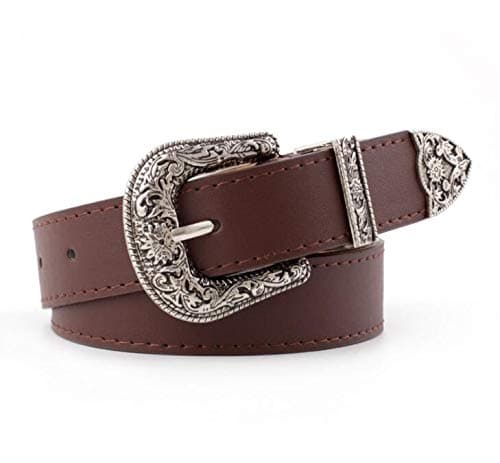 INOGIH Adjustable-Vintage-Western-Cowboy-Belt Women Men - Cowboy-Style Engraved-Buckle Belt for Jeans Pants Dresses - Image 1