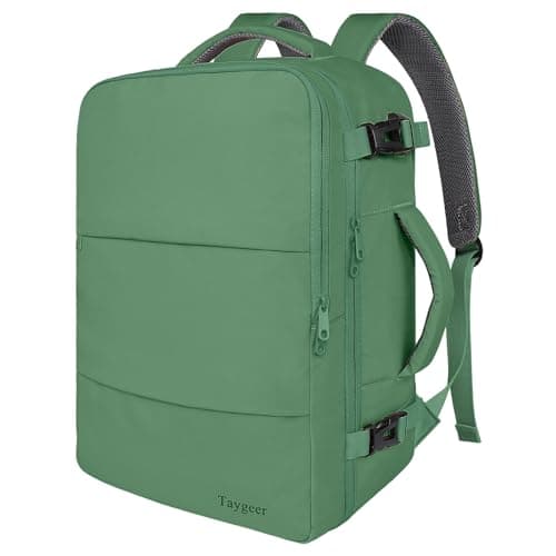 Taygeer Travel Backpack for Women, Carry on Bag with USB Charging Port & Shoe Pouch, Personal Item Backpack Flight Approved, travel Bag Casual Daypack for Weekender Hiking, Olive Green - Image 1
